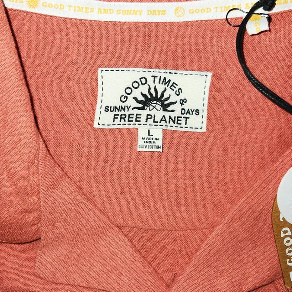 🌞 Free Planet Men’s Casual Button-Down Shirt – Size Large, Slate Rose, NWT - Picture 4 of 6